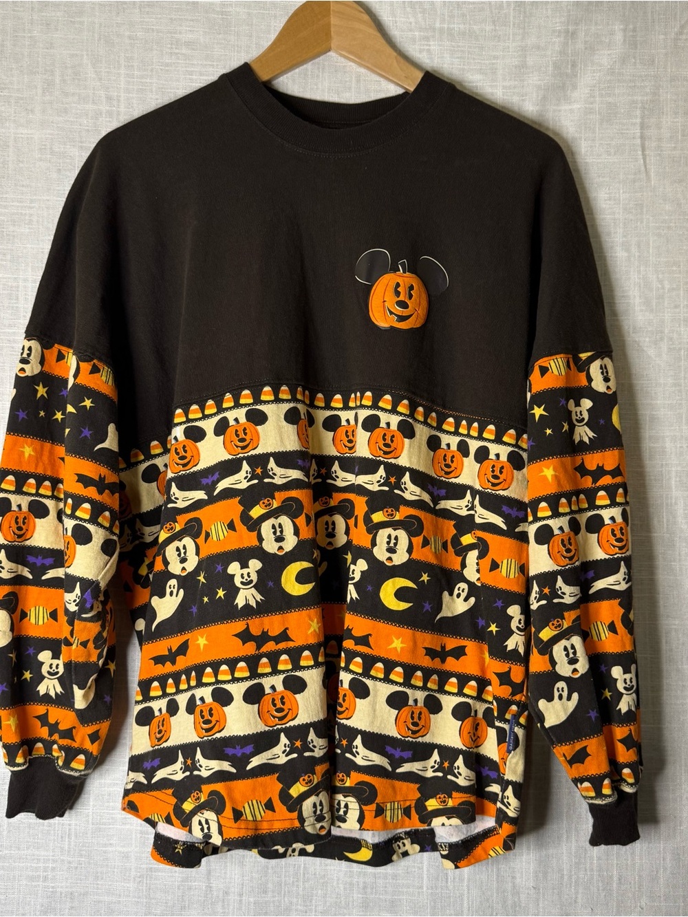 Disney Black Orange Halloween Mickey Crewneck Sweater
